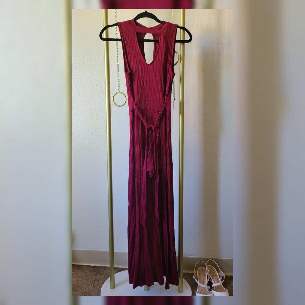Shorts Romper with Cape Dress Detail in Burgundy Size L Fits Like M.